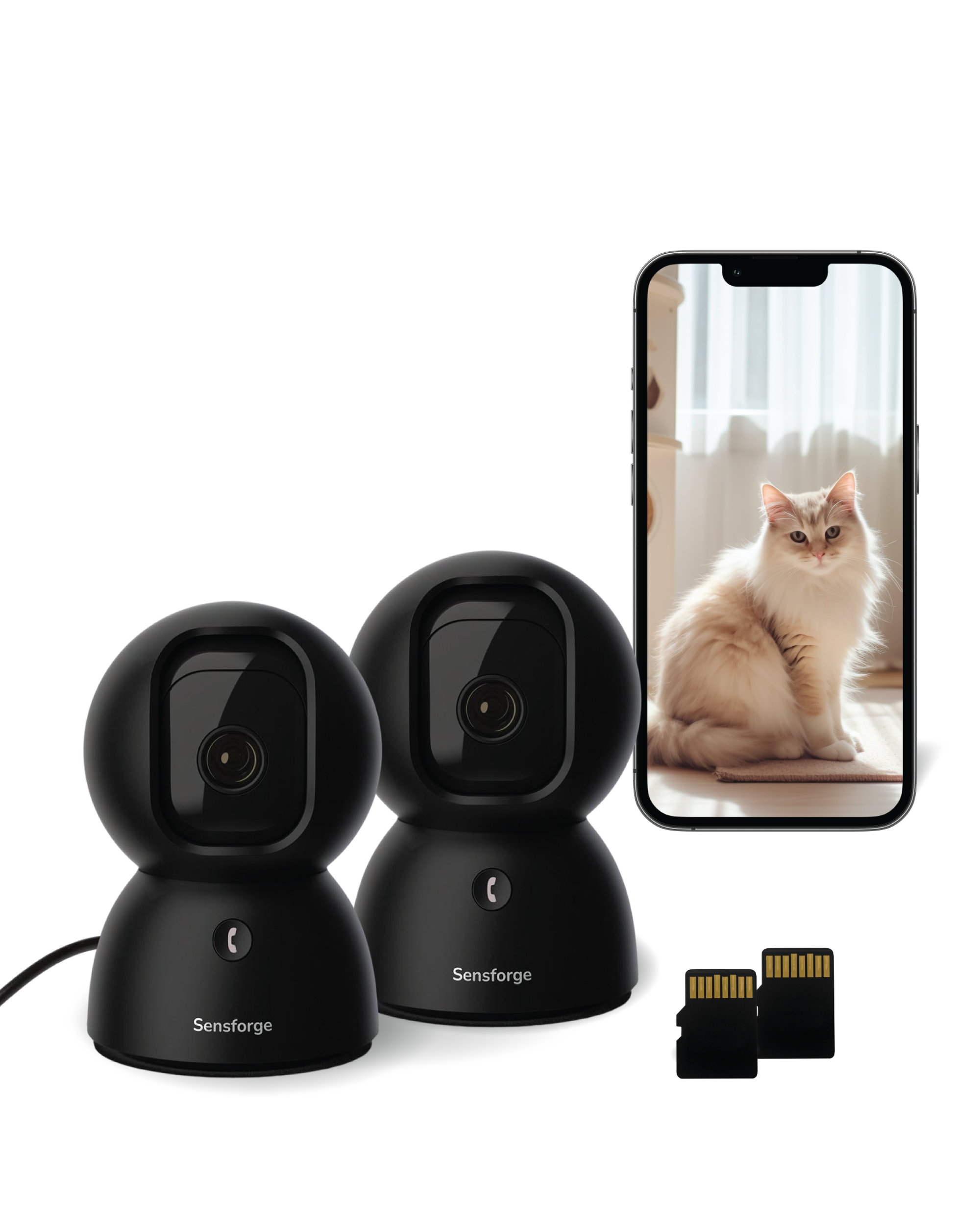 Sensforge Indoor Pan-Tilt Camera 2 Pack Black