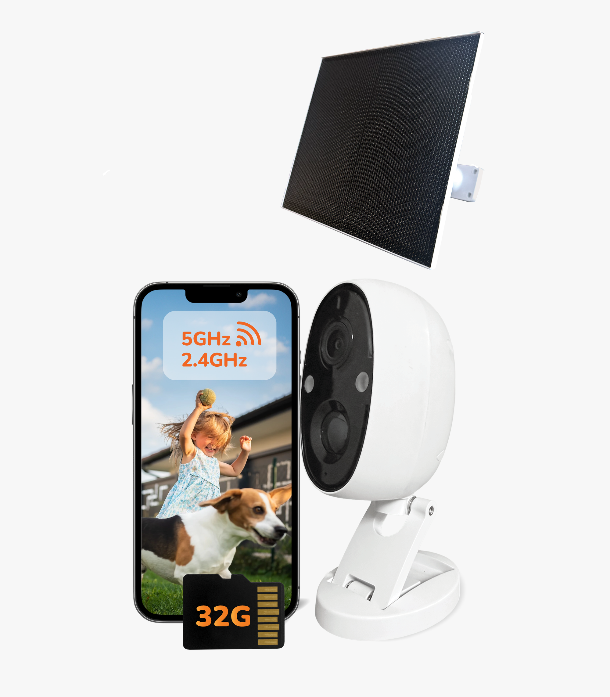 Sensforge Indoor/Outdoor Battery Camera with Solar Panel