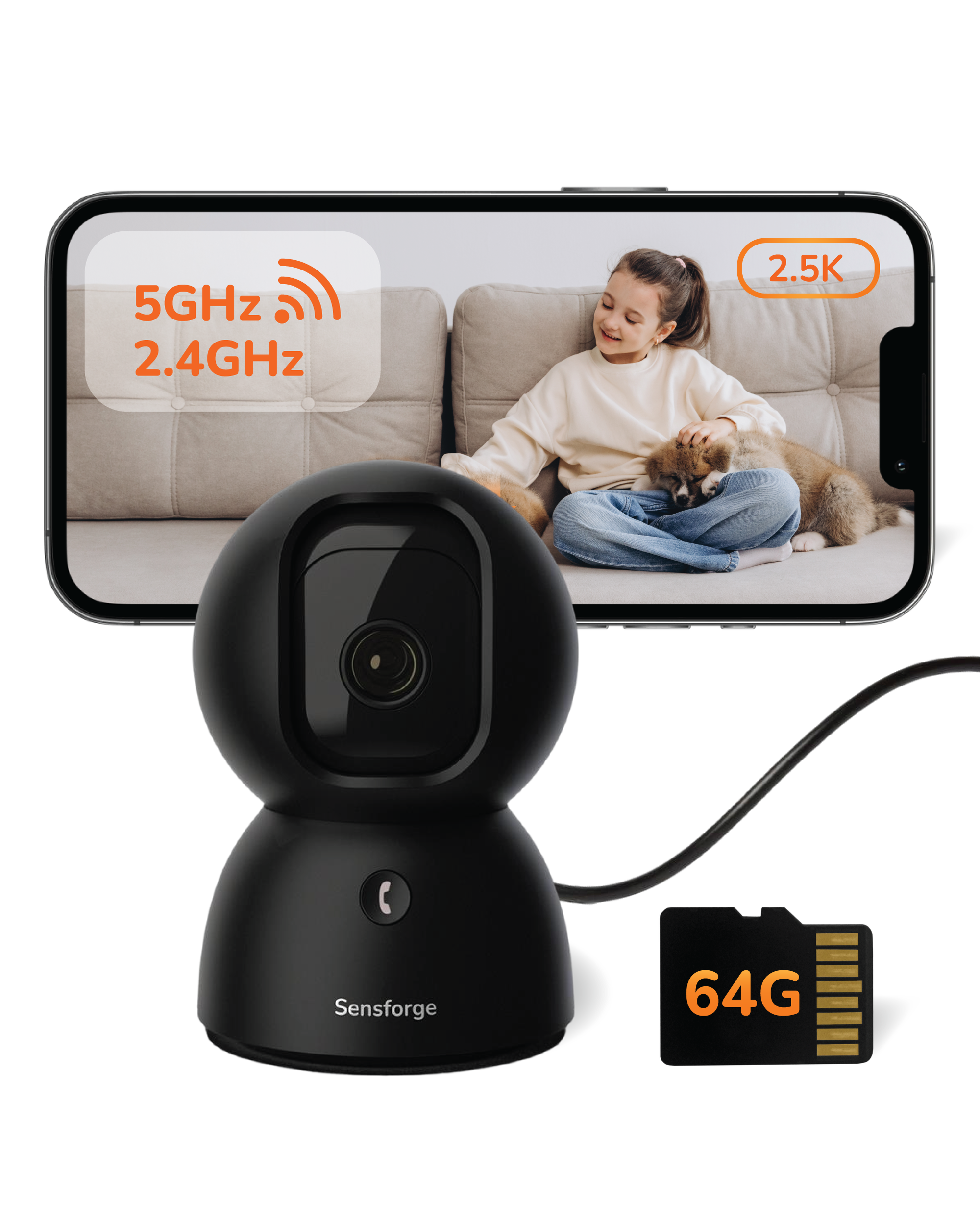 Sensforge Indoor Pan-Tilt Camera (Black)